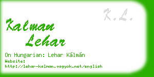 kalman lehar business card